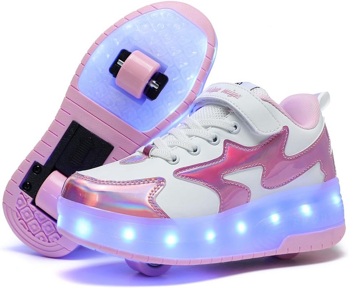 Rolschaatsen met wieltjes voor kinderen en volwassenen Sportschoen en skates in één