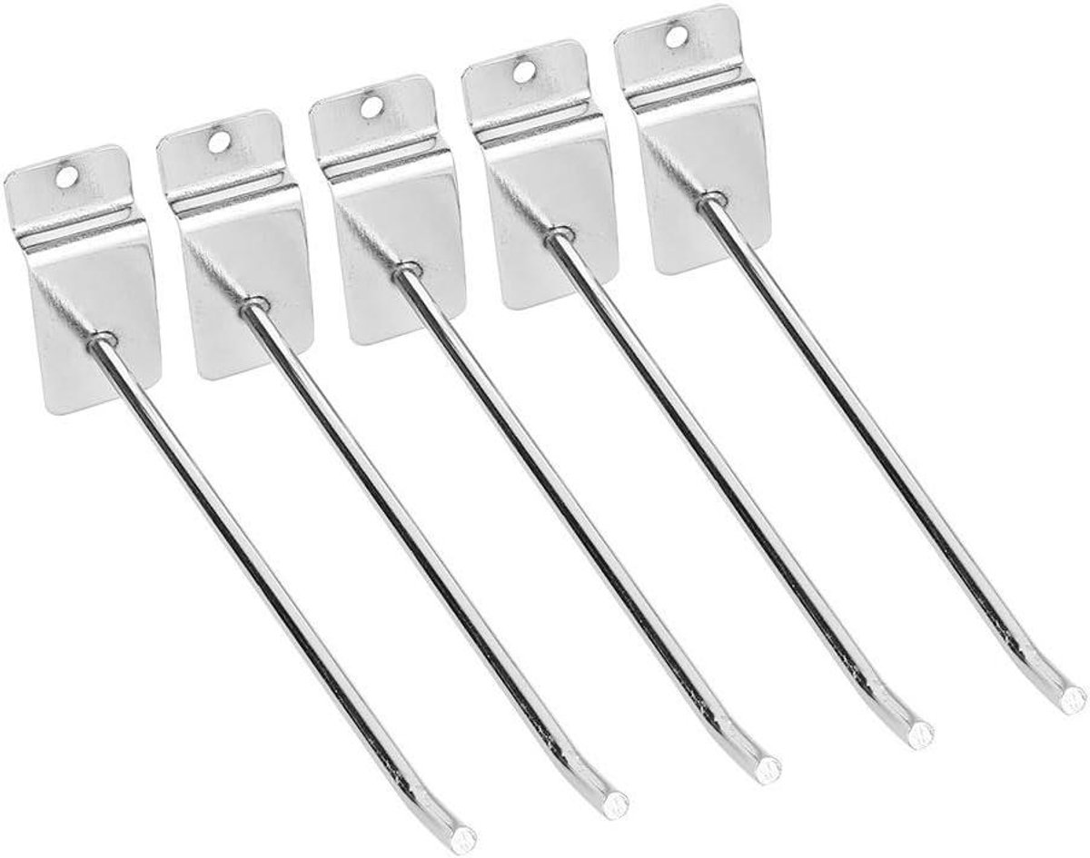 Allecto - Display haken - Wandhouder - Roestvrij staal - Lamellenwand - Paneelwand - 25 stuks