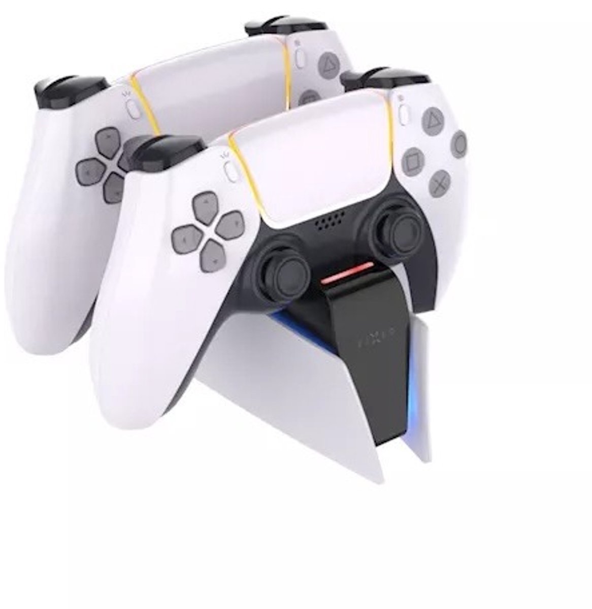 FIXED Dual Charger Stand voor PS5 DualSense Controllers – Dubbel Oplaadstation – LED Verlichting – Zwart/Wit