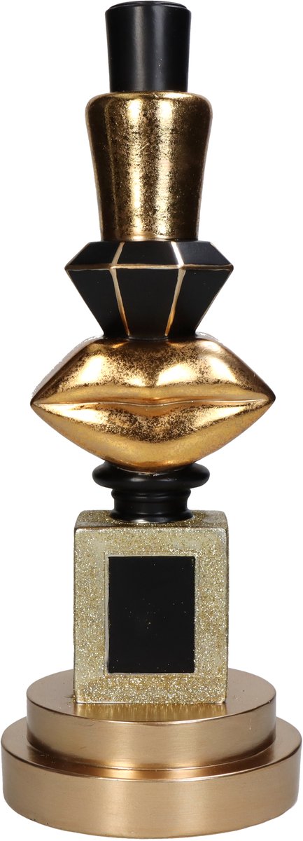 Kersten kandelaar polyresin cosmetica 12x31cm goud