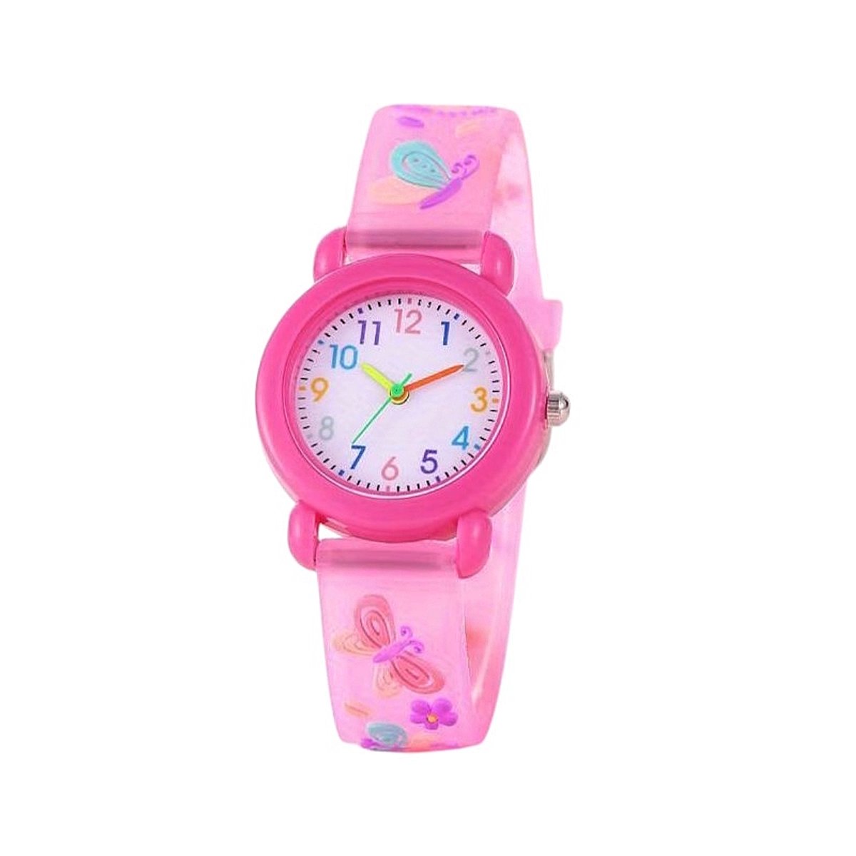 Kinderhorloge - Vlinder Roze | Siliconen | Ø 30 mm | Fashion Favorite