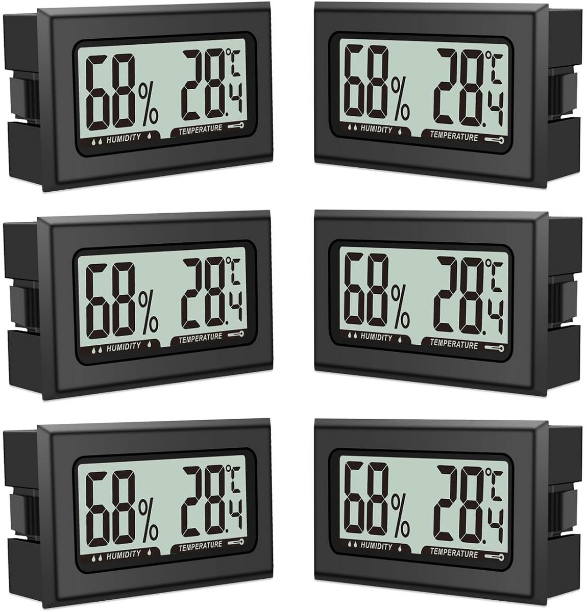 Digitale Thermometer Hygrometer Set van 6 - Mini Luchtvochtigheidsmeters voor Binnen en Tuinen