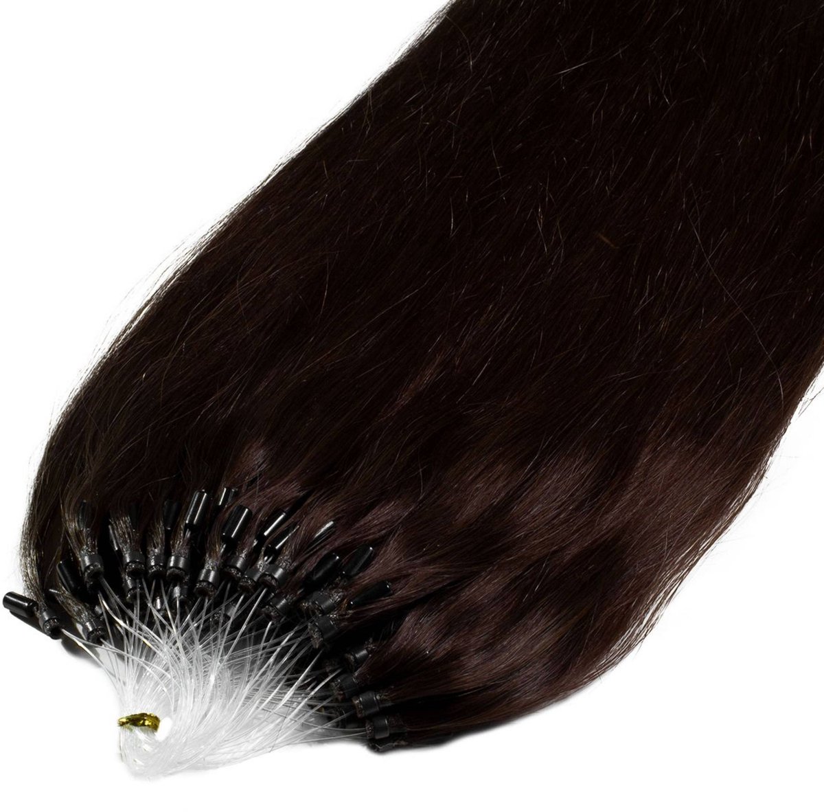 hair2heart Premium Microring Extensions Echt haar steil - 25 strengen 0,8 g 40 cm 6/3 donkerblond goud