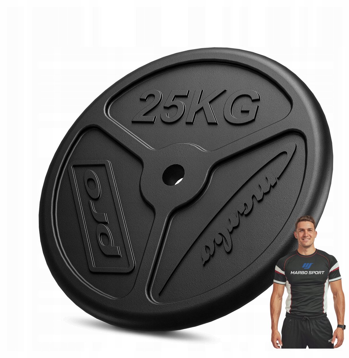 Marbo Sport - Halterschijf - Weight Plate slim - 25 kg - Gietijzer - Boring 31 mm - Voor krachttraining en thuisgym en Home Gym - Zwart