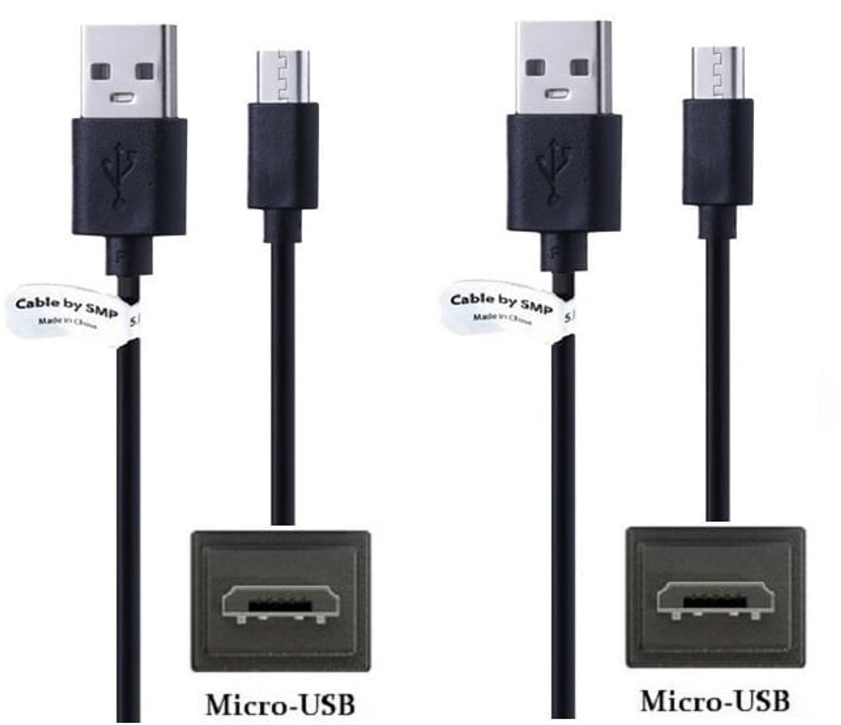 Image of 2 stuks OneOne 3,0m Micro USB kabel. Stevige laadkabel. Oplaadkabel snoer past op past op Logitech G533, G633, G933, G935, MX Anywhere 2S, MX Ergo, MX Master, MX Master 2S, Touchpad T650