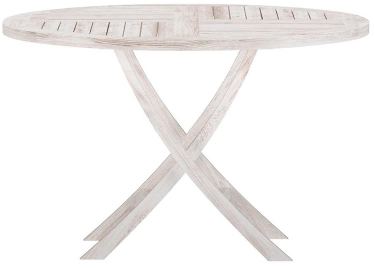 Kenya tuintafel Ø120cm whitewash.
