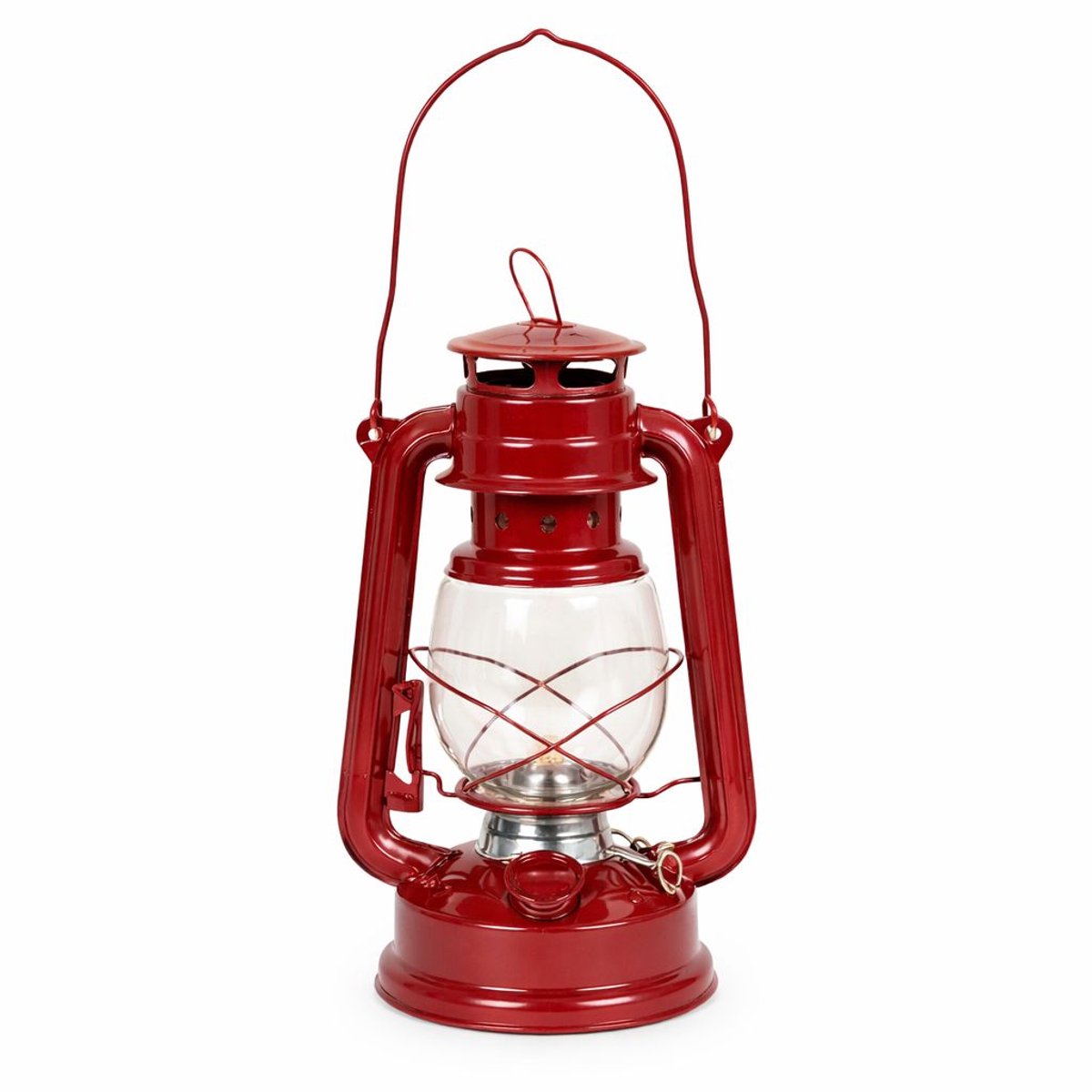 Rode Olielamp / Stormlamp – 24 cm – Klassieke Olie-Lamp – Sfeervolle Buitenlamp voor Campi