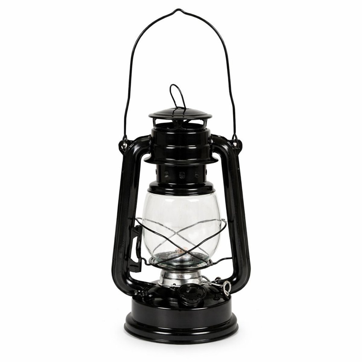 Zwarte Olielamp / Stormlamp – 24 cm – Klassieke Olie-Lamp – Sfeervolle Buitenlamp voor Cam