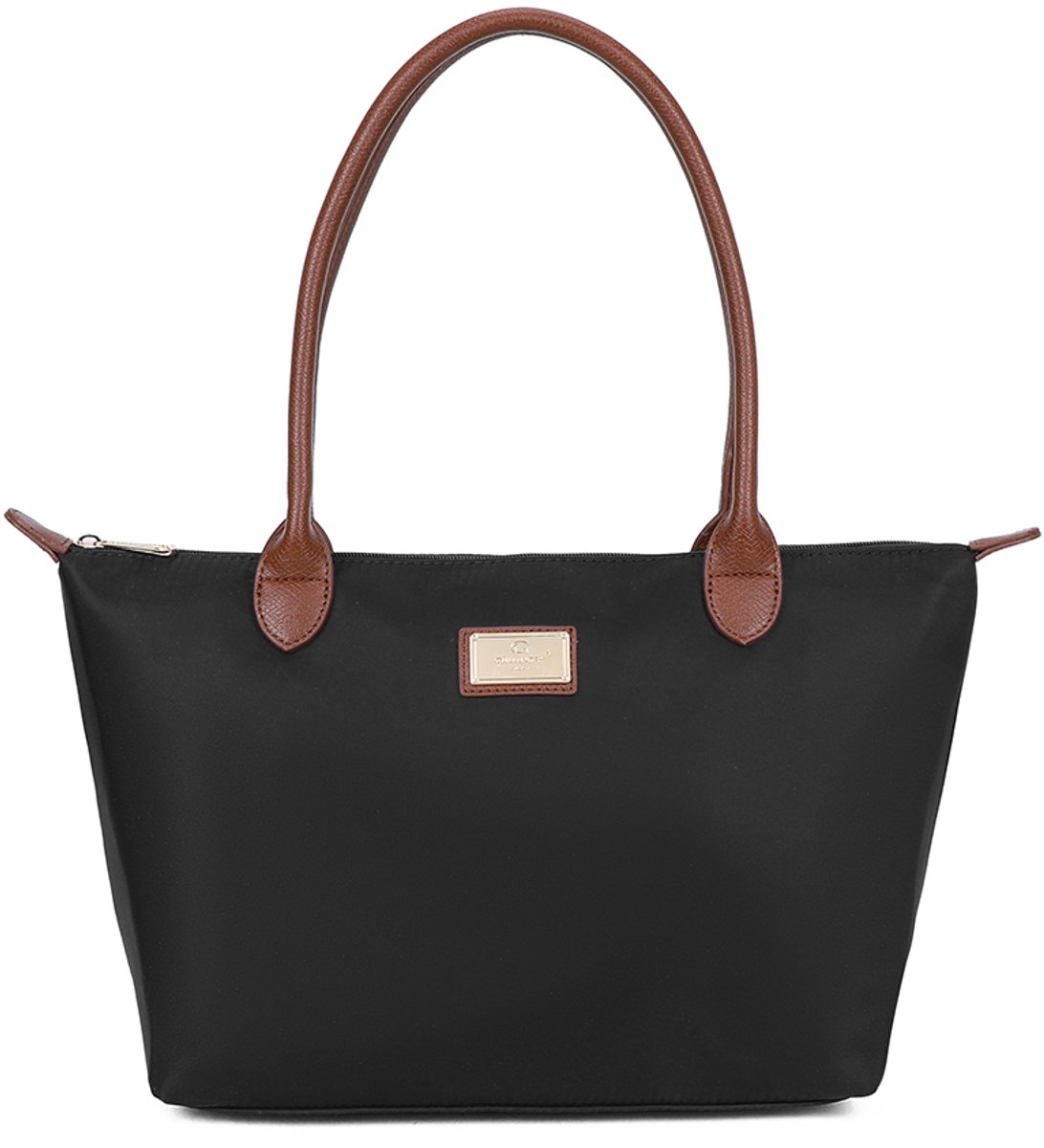 Gallantry® Dames Schoudertas – Elegante Handtas met Rits – Shopper Tas met Bruine Handvatten – Grote Dames Tas voor Werk, Laptop & Dagelijks Gebruik - Zwart