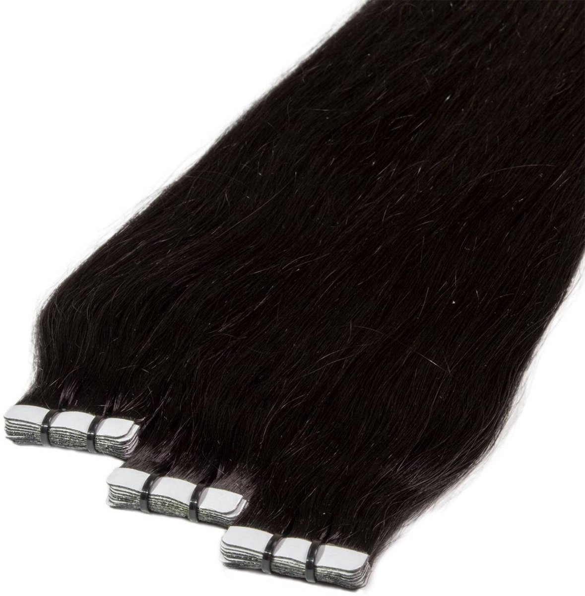 hair2heart Premium Tape Extensions Echt haar glad - 10 tapes 2,5 g 40 cm 2/0 zwart
