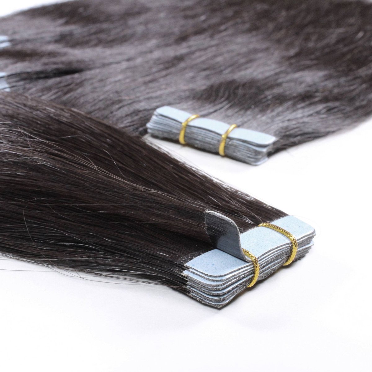 hair2heart Premium tape-extensions echt haar glad - 10 tapes 2,5 g 60 cm 4/0 middenbruin