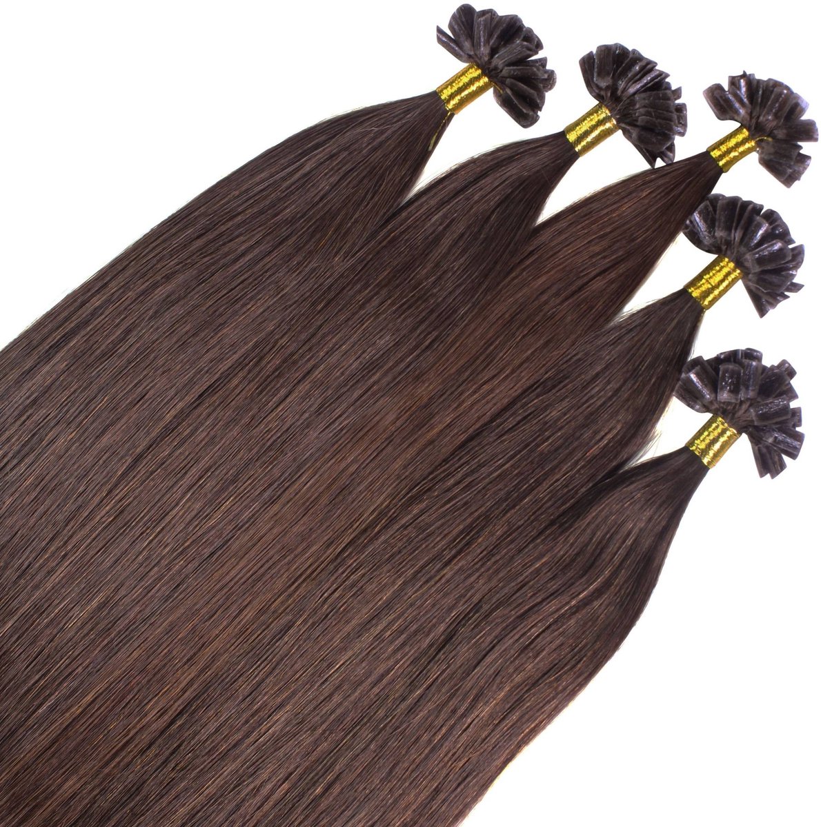 hair2heart Premium Extensions Echt haar Bondings glad - 25 strengen 1 g 60 cm 5/0 middenbruin