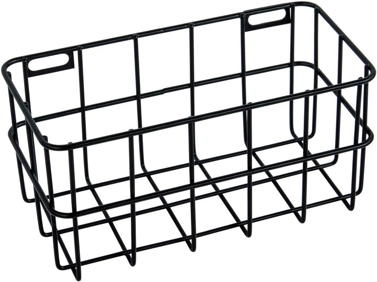 Draadmand zwart 16,5 x 8 x 8 cm - Wandrek metalen opbergdoos voor knutselen en decoratie