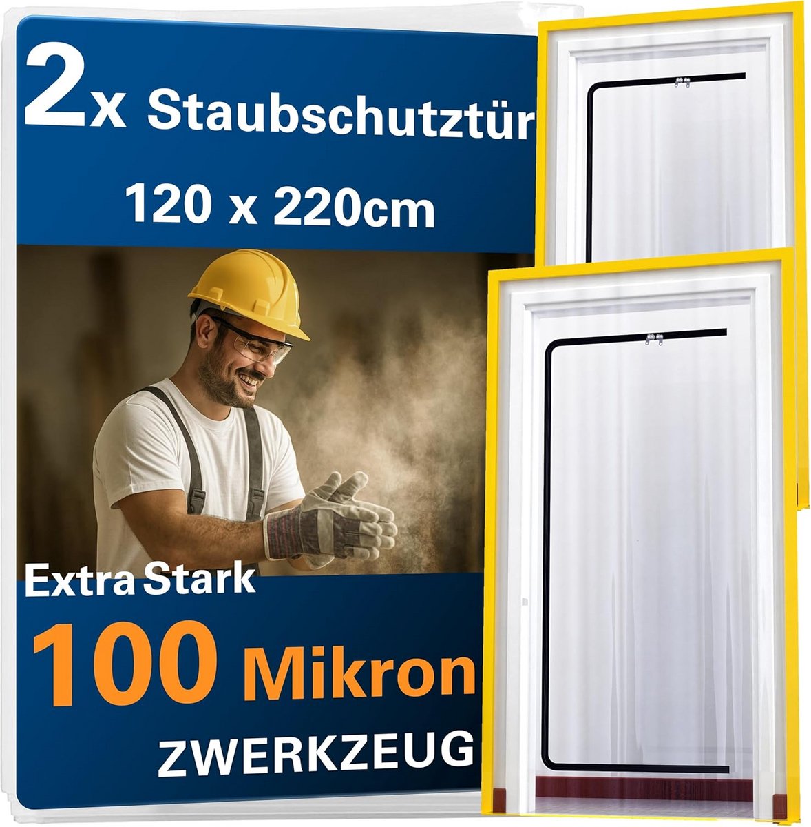 Stofbeschermingsdeuren met Ritssluiting - 2 Stuks, 100 Micron, Waterdicht en Duurzaam