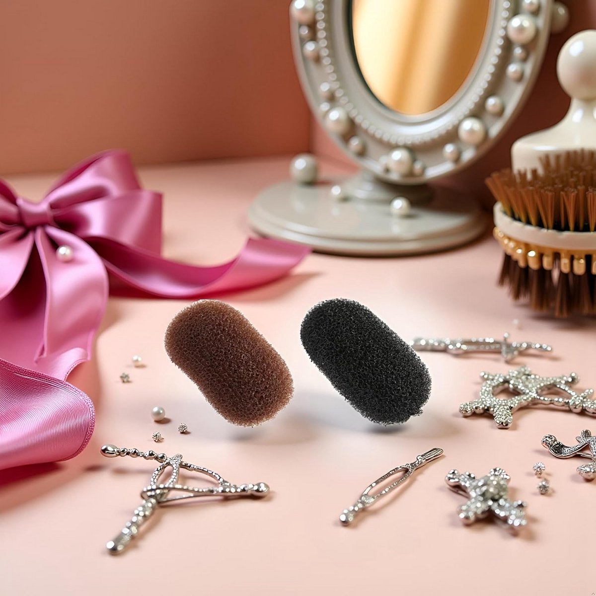 2 Stuks Haarvolume Stylingset Zwart en Bruin - Onzichtbare Bump Inserts voor Perfecte Kapsels
