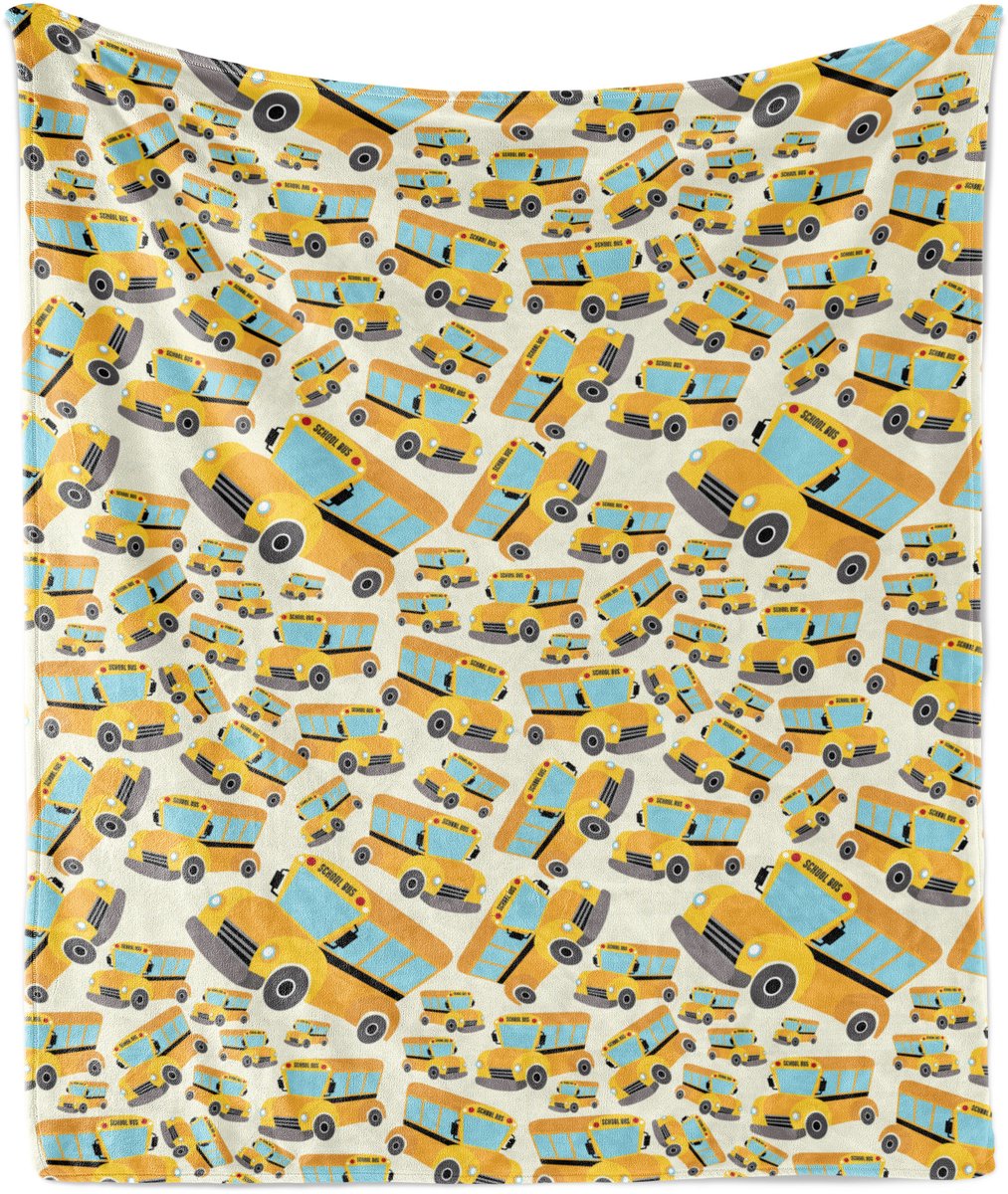 New Bed Bus Voertuigillustraties Zachte Flanellen Fleece Deken, 152 cm x 127 cm