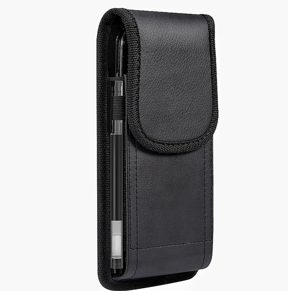 Heren Kunstleren Heuptasje Voor Telefoon - Met Stevige Riemclip - 15,5 x 7,8 x 1,8 cm - Zwart - Holster Voor Mobiel En Sleutels - Klassiek Design
