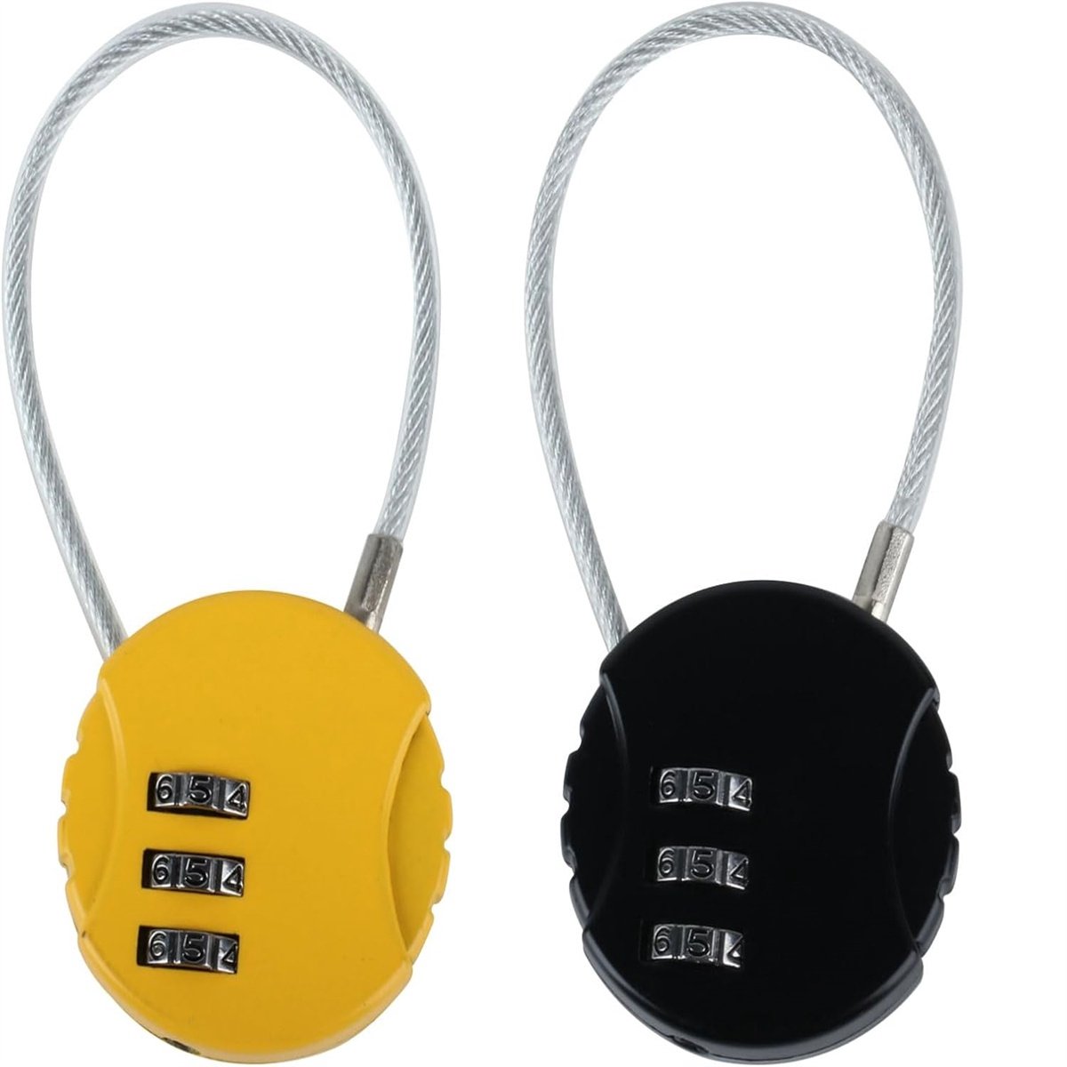 Ynkkvre -2 stuks - Slotjes bagage- kofferslot- reisslotjes bagage- reisslot-bagageslot-cijferslot 3 cijfers-Kabelslot-Hangslot- zwart - Geel-Slot voor Bagage-Koffer Reisslot Met Code-Kleine Koffer Sloten