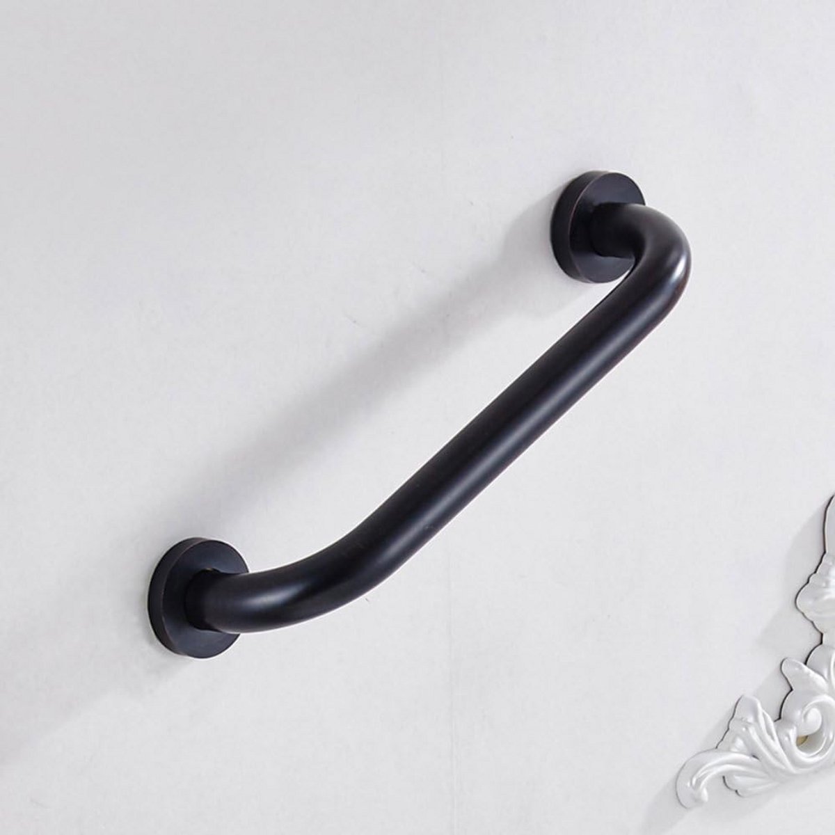Stevige Wandgreep Badkamer en Douche - Inclusief Bevestigingsmateriaal - 30 cm Zwart