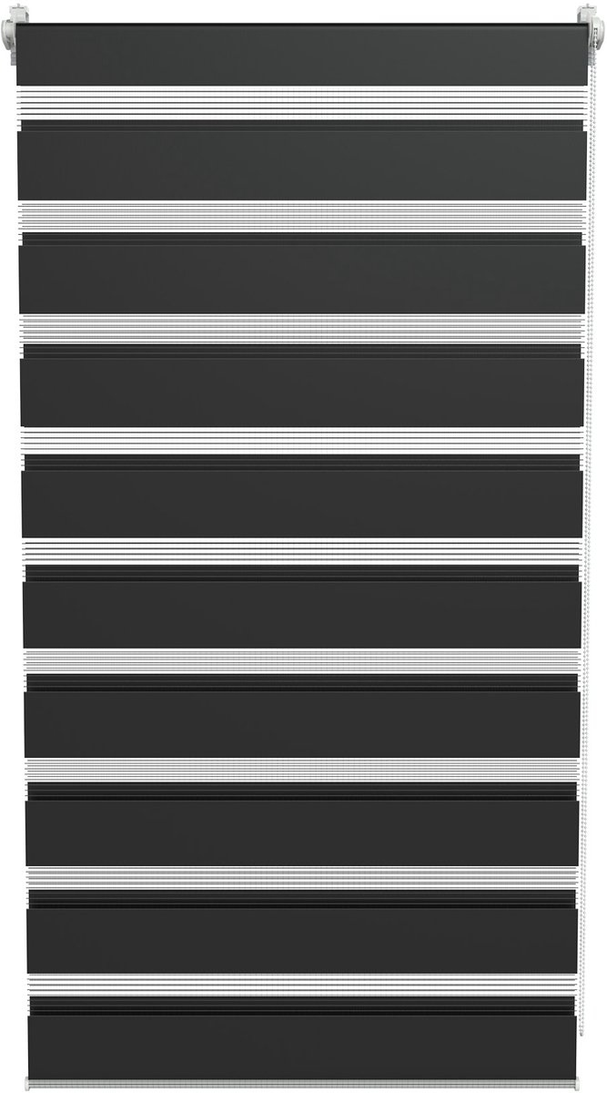 ACXIN Zebra Rollo Klemmfix - Zonder Boren - Lichtdoorlatend en Verduisterend - 70x120cm Zwart