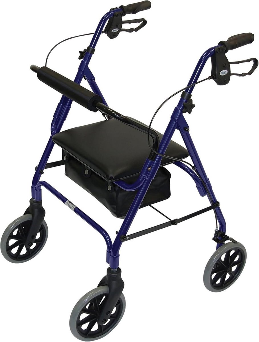 Lichte opvouwbare wandelwalker met vier wielen, zitting en ergonomische handgrepen