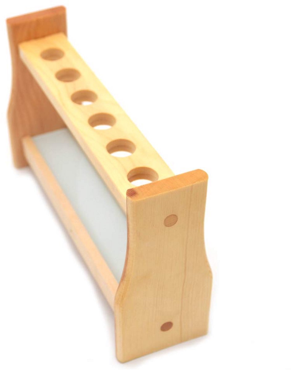 Houten Reageerbuis Rack Houder voor 6 Buizen - 21mm Gat