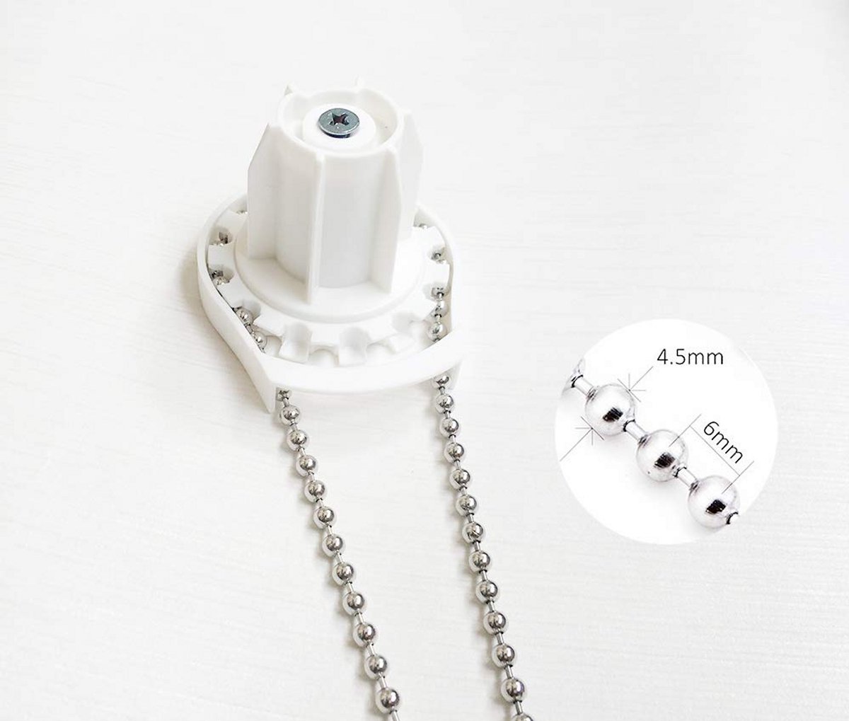 Rolgordijnketting 4,5 mm met connectoren - Roestvrij staal, 10 voet