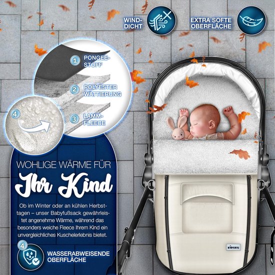 Wintervoetenzak voor kinderwagen en buggy - Wasbare babyvoetenzak met ritssluiting en tas — afbeelding 4