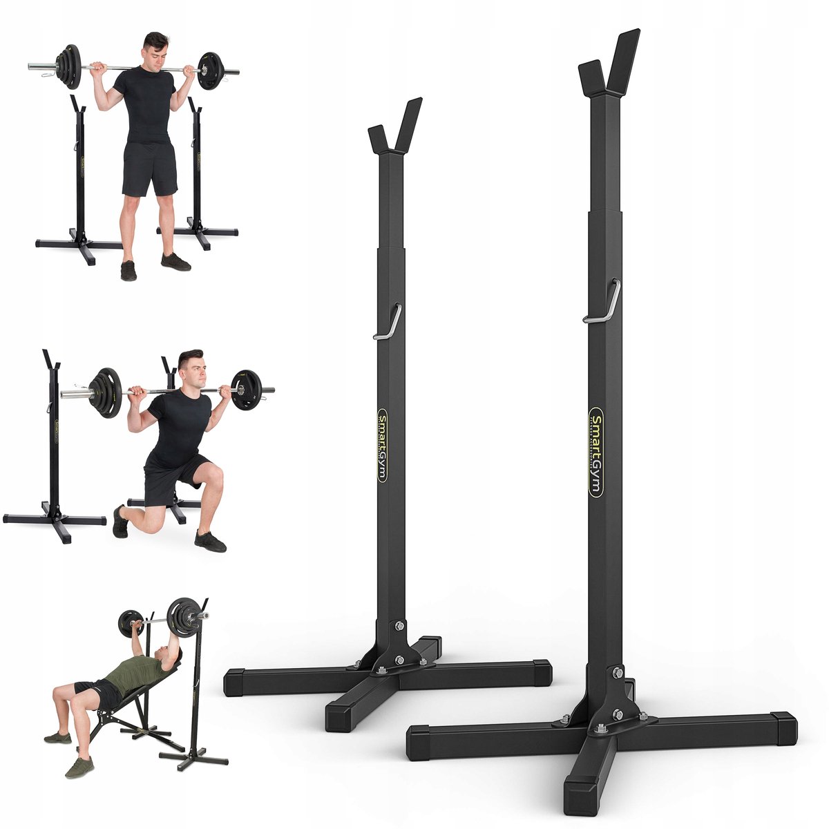 Marbo Sport - Haltersteunen set - Squat Rack - SG-10 - Verstelbaar - Voor squats, bankdrukken en halterstandaard - Krachttraining en thuisgym en Home Gym - Max. 200 kg - Zwart