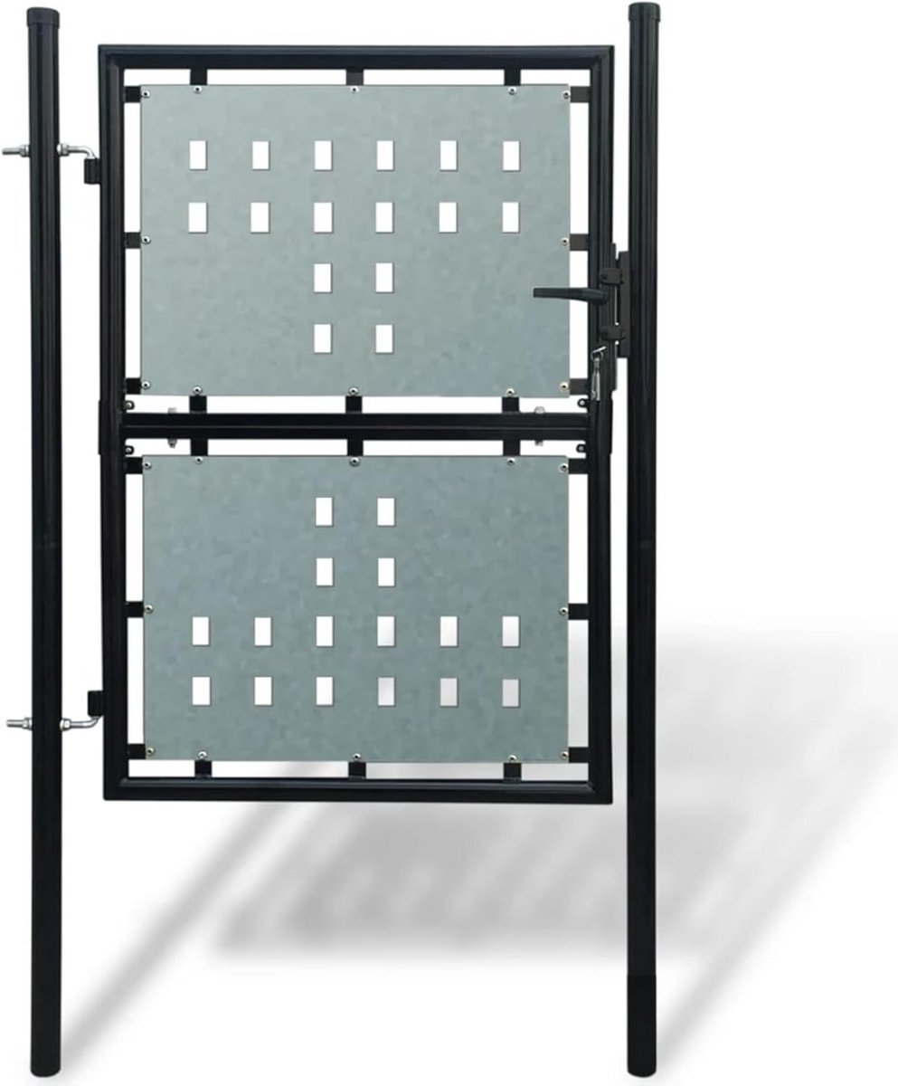 Zwarte Stalen Tuinpoort 100x200 cm - Metalen Enkele Poort voor Buiten