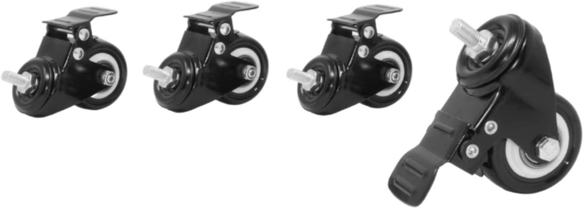 Zwenkwielen voor Elektrisch Zit-Sta Bureau - Set van 4 - Met Rem - RVS Zwart