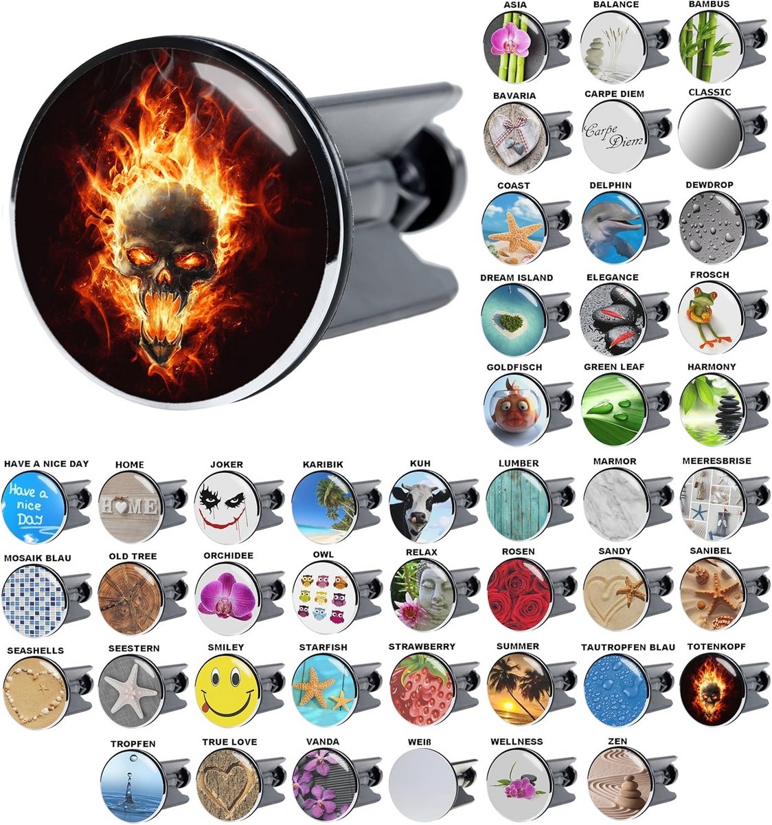 Wastafel Stopper Doodskop Design - Universele Keramische Stop Universele Maat