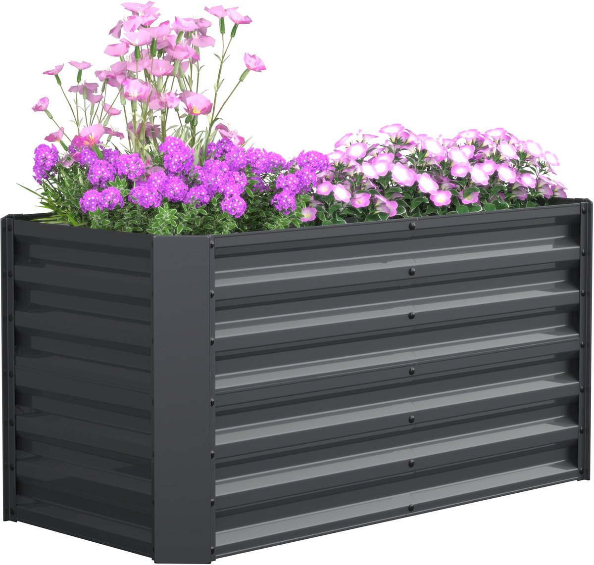 VCM Metall Hochbeet 120x60x57 cm – Rechteckiger Pflanzkasten für Garten & Terrasse – Großes Gartenbeet aus Metall, Pflanzenbeet ohne Boden, Galdo L