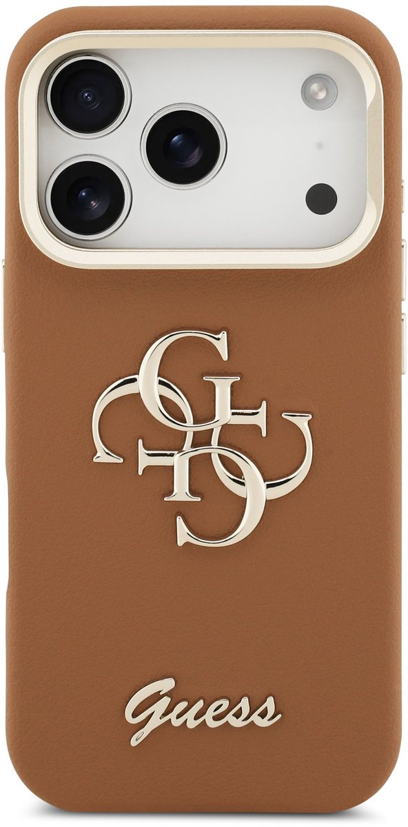 Guess 4G Logo met Camerastand functie geschikt voor iPhone 17 Pro hoesje - Bruin