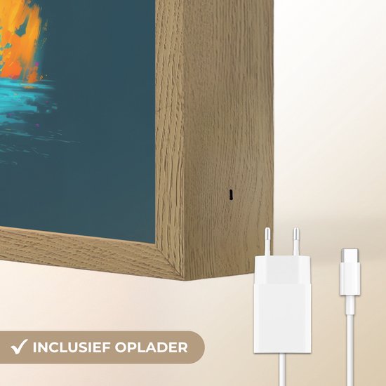 Nachtlampje 40x30 cm - Kinder lamp - Abstract - Tractor - Groen - Tafellamp kinderkamer draadloos - Slaapkamer lampje - Bedlamp kinderen - Kinderlampje - Wandlamp babykamer - Nachtlampjes van Merkloos — afbeelding 5