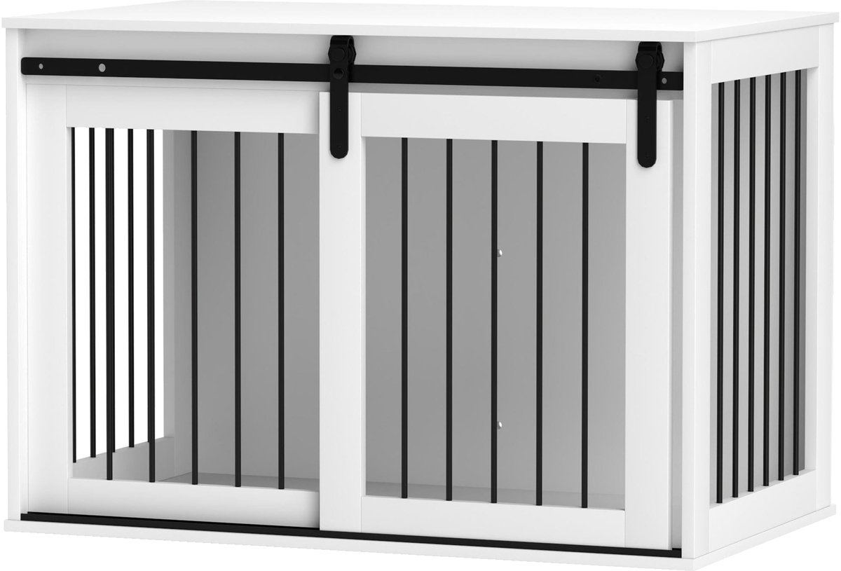 Hondenbench – Hondenkooi – Hondenhuis – Hondenhok – Benchbox – Spaanplaat En Staal – Schuifdeur Met Veiligheidsslot