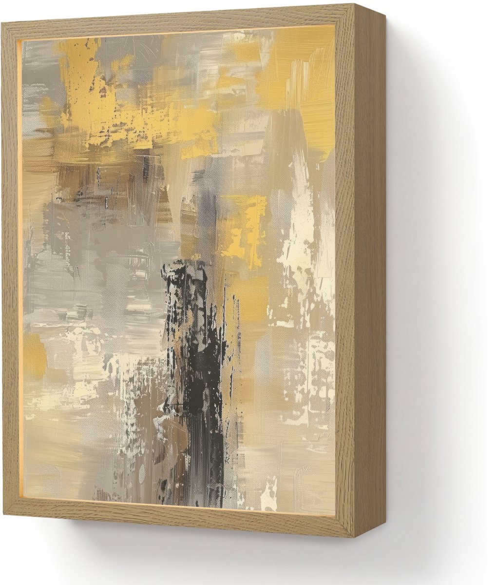 Wandlamp 30x40 cm - Oplaadbaar - Abstract - Geel - Modern - Beige - Wandlampen binnen woon