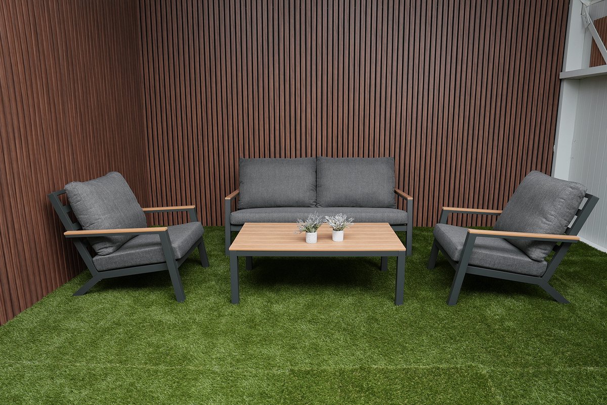 Lesli Living Salon lounge Donnan - aluminium - gris