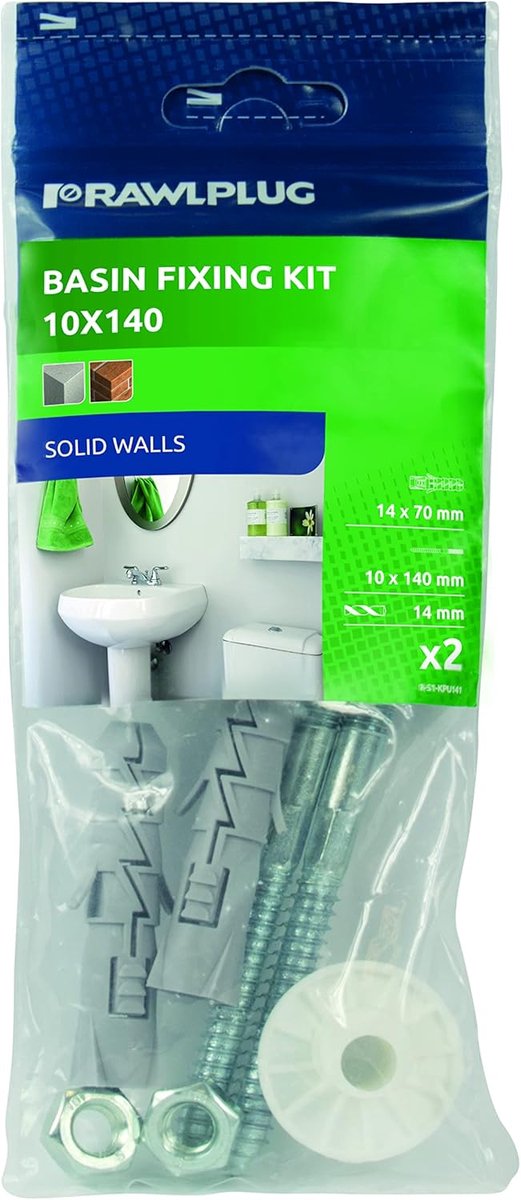 Bevestigingselementen Kit - Sanitaire Bevestiging - Wastafel Montage - Schadevrije Installatie - 10x140