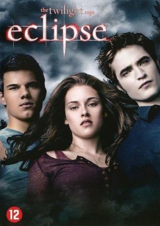 The Twilight Saga: Eclipse DVD hoes met de hoofdrolspelers Jacob, Bella en Edward.