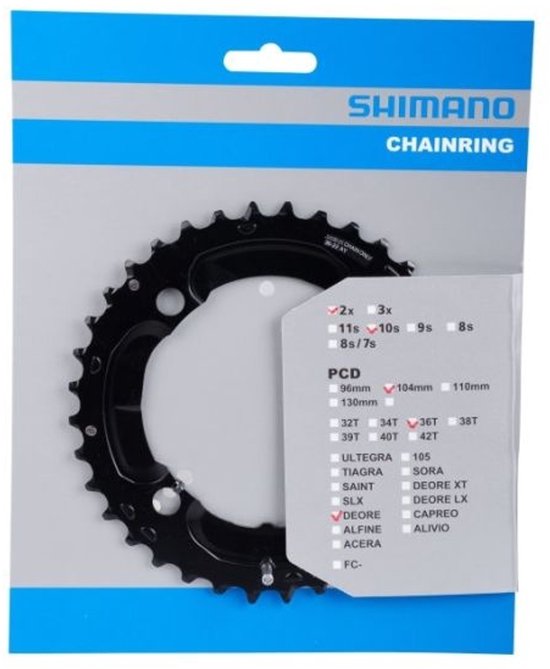 Shimano Kettingblad Deore Fc-m617 36t-ay 2x10s 104 Mm Zwart van Shimano — afbeelding 4