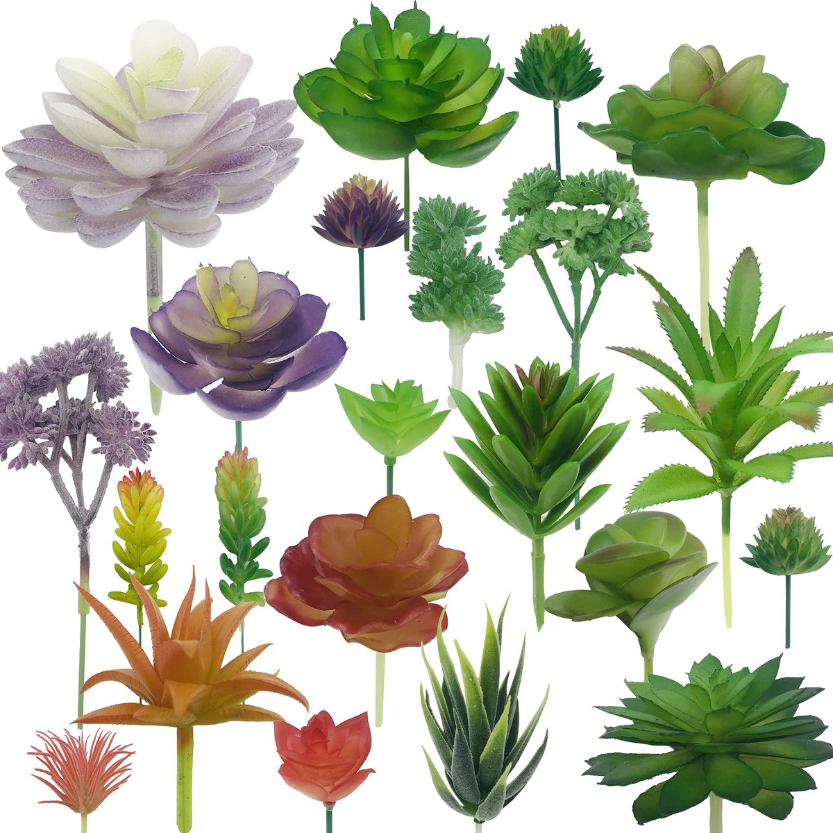34 Stuks Kunstmatige Succulenten in Diverse Kleuren met 10 Simulatie Lieveheersbeestjes voor Bloemarrangementen en Decoratie van Huistextiel