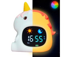 Maness® Unicorn Slaaptrainer - Kinderwekker - Slaapwekker - Met nachtlamp functie en wekker timer - Slaaphulp voor kinderen vanaf de peuter leeftijd - Ook leuk als nachtlampje voor baby's