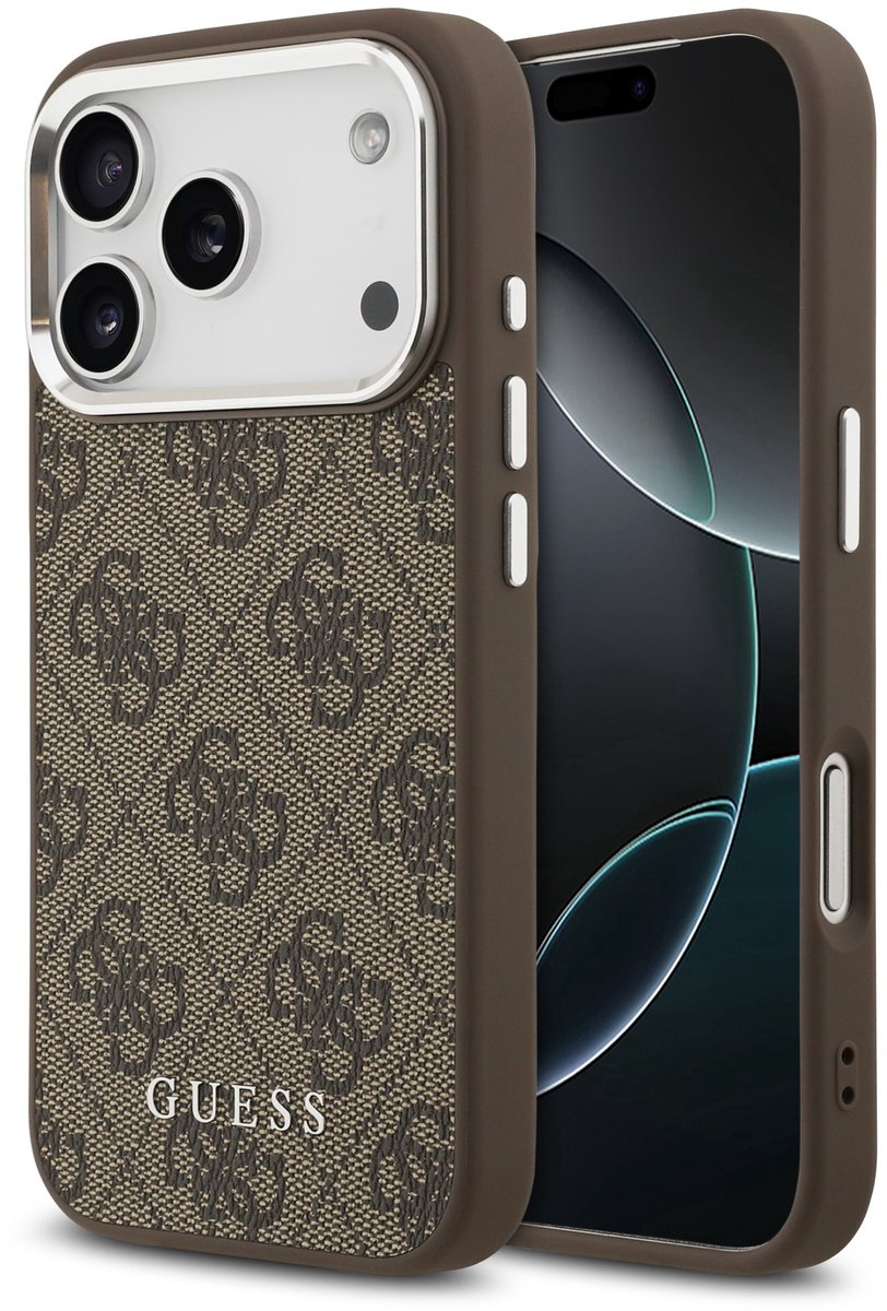 Guess 4G Backcover - Geschikt voor iPhone 17 Pro - MagSafe Compatibel - Bruin