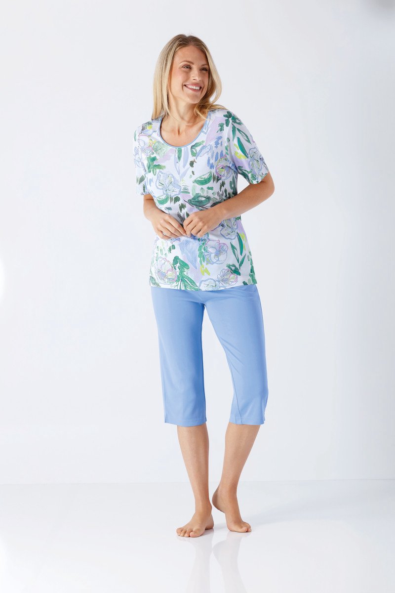 Hajo dames pyjama bloemen - Wit - Maat - 52/54