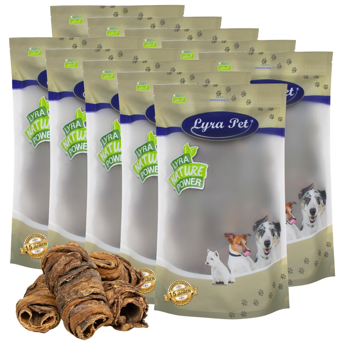 10 kg Lyra Pet® Wrap gemaakt van runderlong en -stengels