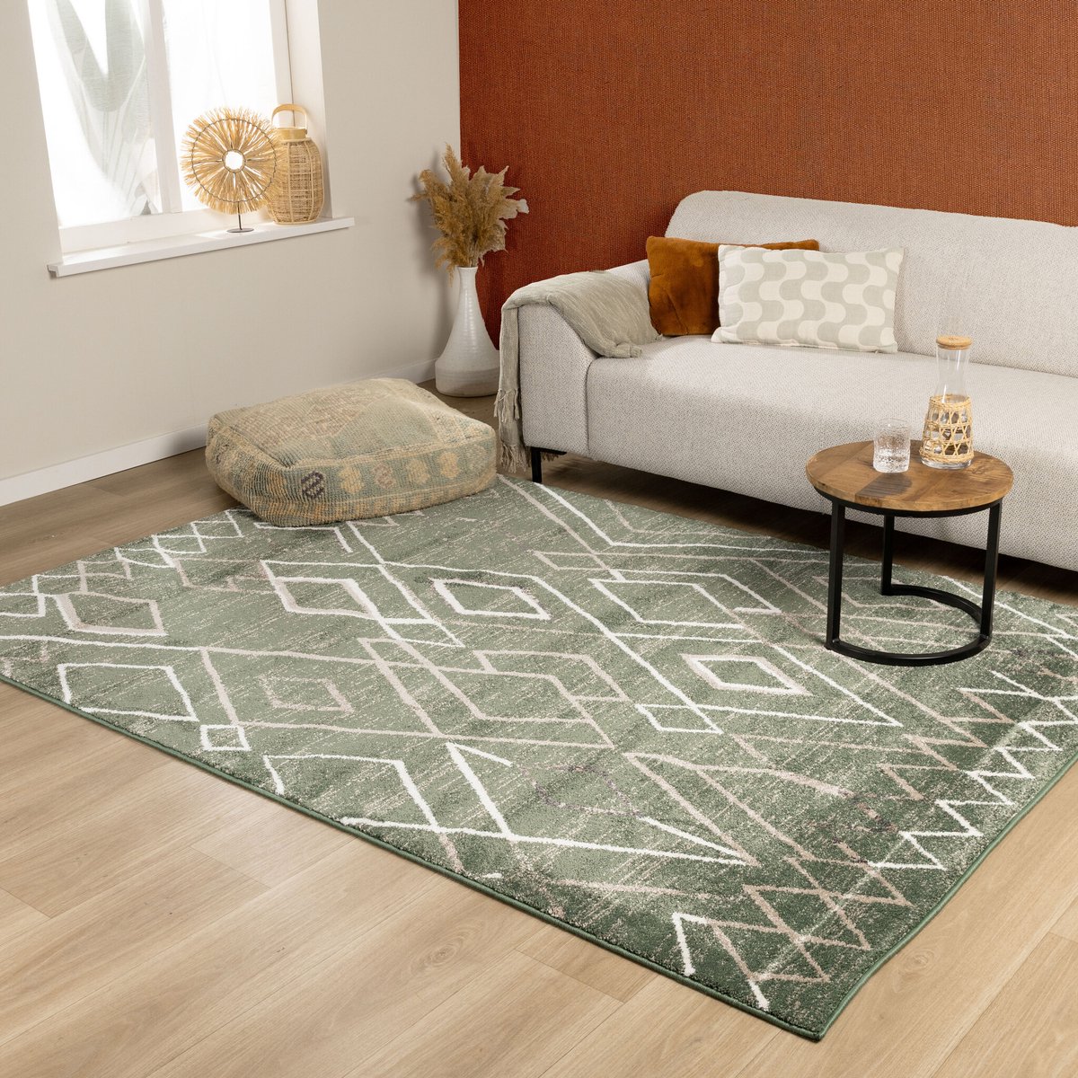 Fraai Berber vloerkleed - Blend Diamond Groen - 160x230cm