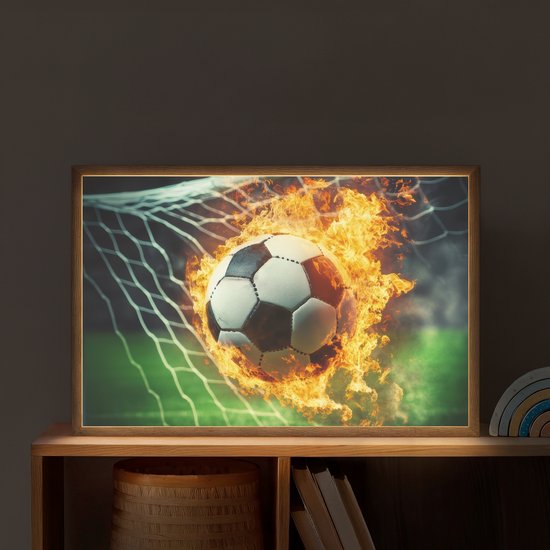 Nachtlampje 60x40 cm - Kinder lamp - Voetbal - Goal - Doelnet - Vuur - Tafellamp kinderkamer draadloos - Slaapkamer lampje - Bedlamp kinderen - Kinderlampje - Wandlamp babykamer - Nachtlampjes van Merkloos — afbeelding 2