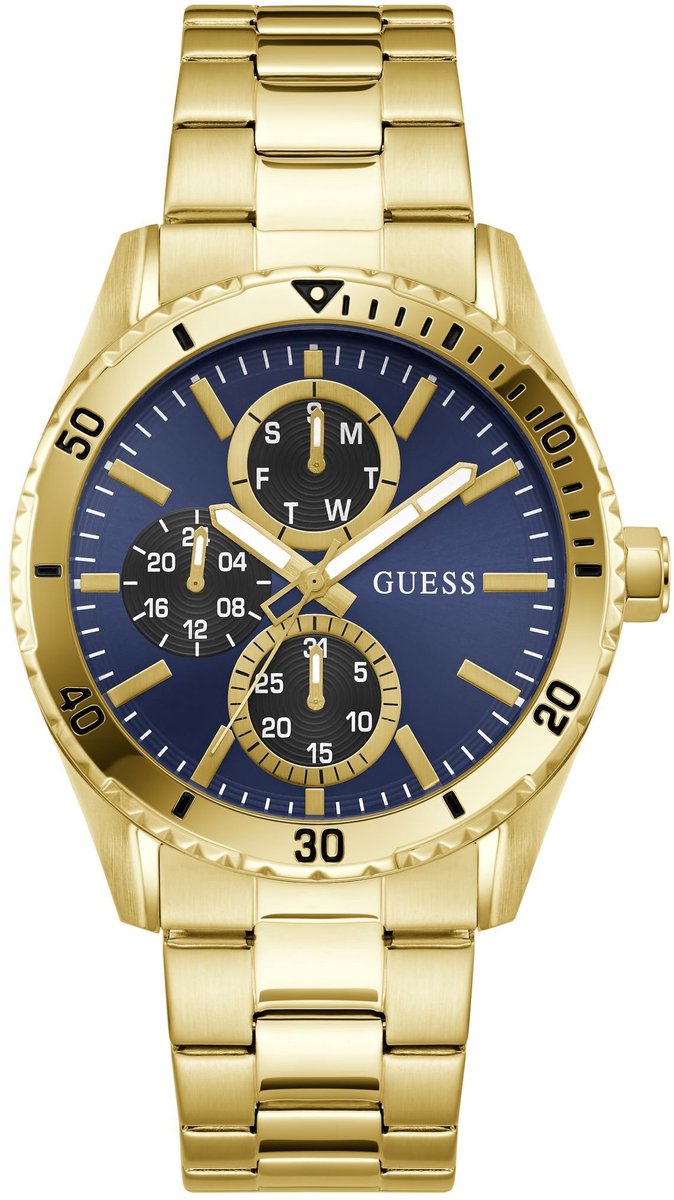 Guess Velocity Quartz Analoog Horloge Gold Tone Kast: 100% Roestvrij Staal | Armband: 100% Roestvrij Staal 43 mm GW1061G1, GW1061G2, GW1061G6, GW1061G7