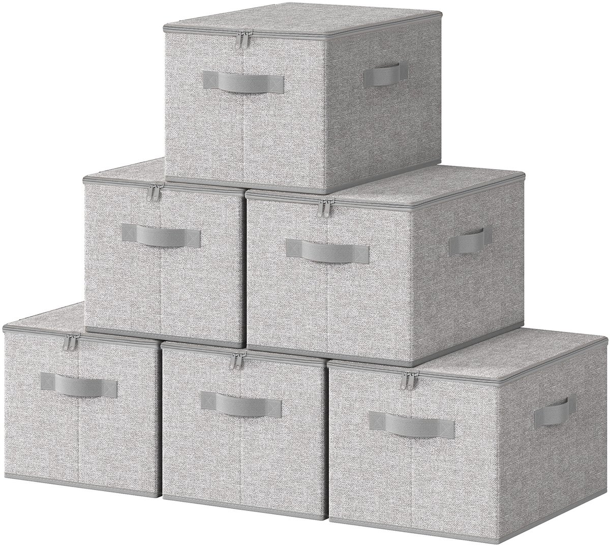 SONGMICS - Opbergbox - Opbergdoos - Deksel - 6-Delige Set - Opvouwbare Stoffen Boxen - Handgrepen